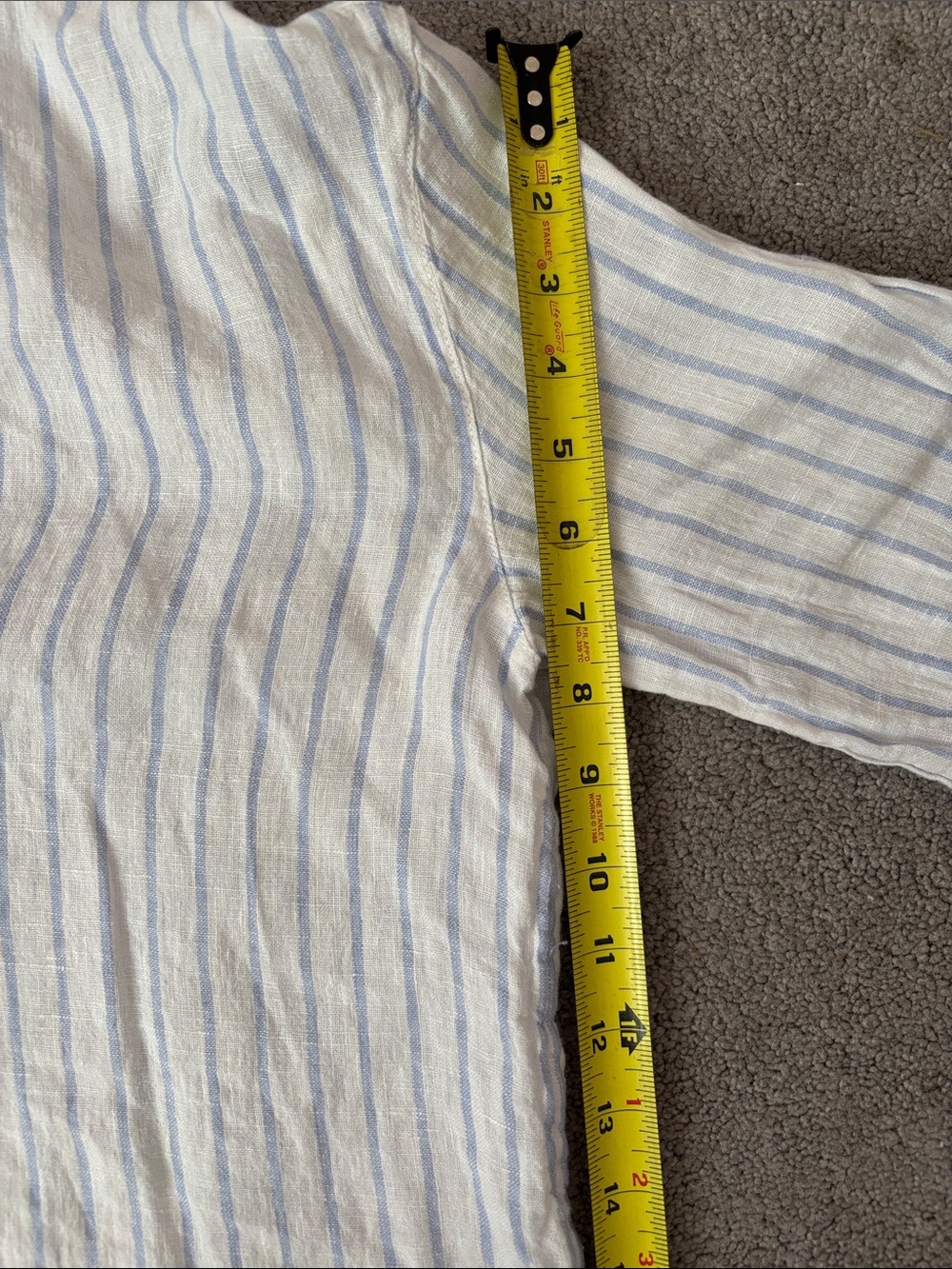 Martha Stewart Collection 100% Linen Blue & White Striped V-Neck Blouse Size M - Picture 10 of 11